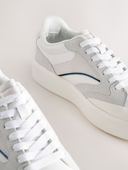 Neutral/Navy Forever Comfort® Panelled Retro Lace-Up Trainers - Image 9 of 9