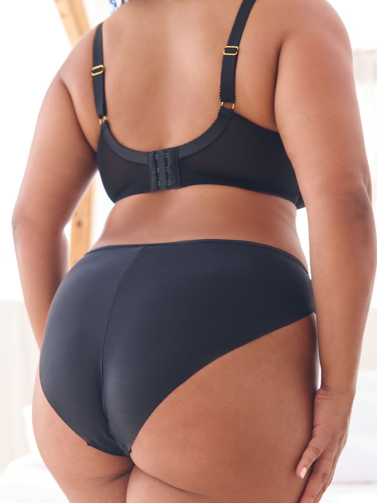 Black Brazilian Floral Print Embroidery Brazilian Knickers - Image 2 of 3