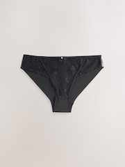 Black Brazilian Floral Print Embroidery Brazilian Knickers - Image 5 of 8