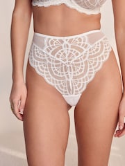 White High Rise High Leg Chloe Lace Knickers - Image 1 of 4