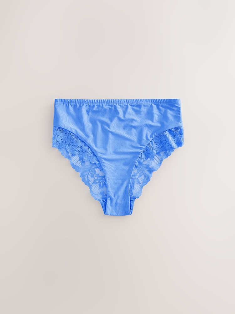 Blauer Blumendruck - Höschen mit hohem Bund und Spitzenbesatz und hohem Bein, 2er-Pack - Image 8 of 11