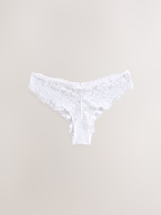 Blanc - Slip brésilien en dentelle à imprimé floral - Image 5 de 7