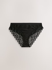 Noir/Blanc - Cotton & Lace High Leg Knickers 3 Pack - Image 5 de 9