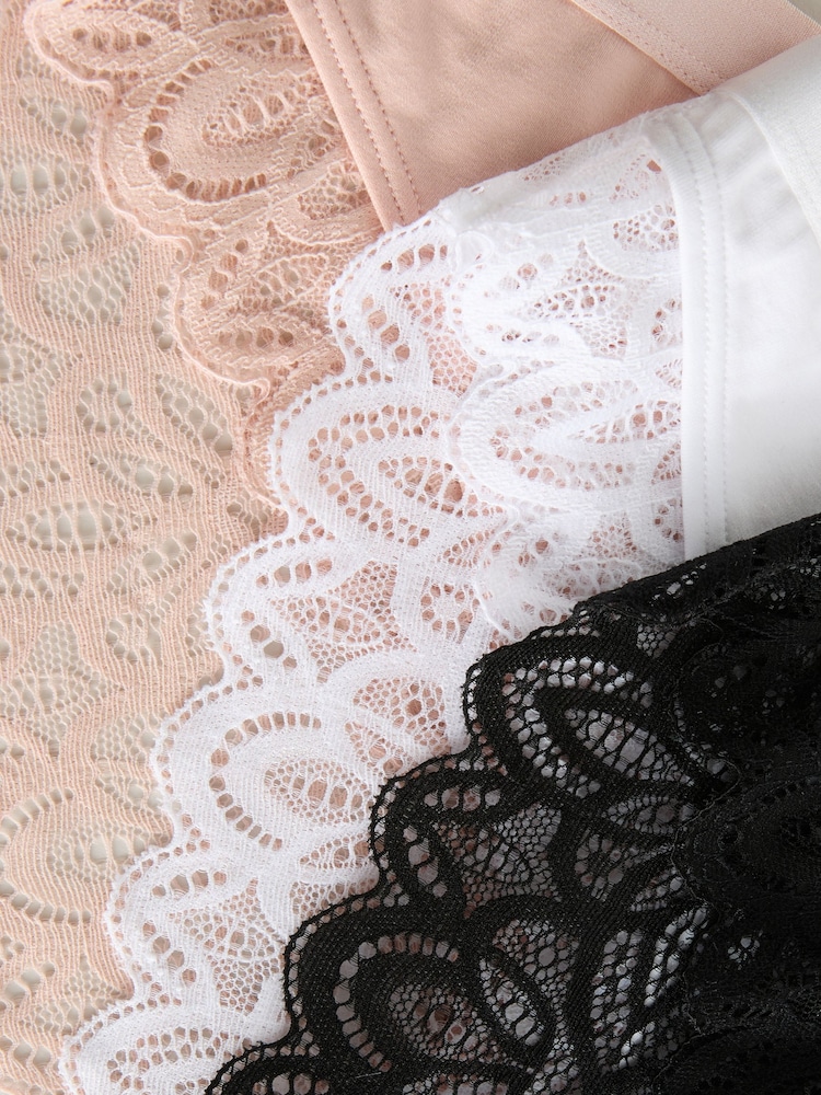 Black/White Cotton & Lace High Leg Knickers 3 Pack - Image 9 of 9 Black/White Cotton & Lace High Leg Knickers 3 Pack - Image 9 of 9