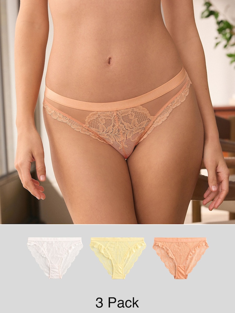 Zitronengelb/Orange/Cream - Unterhosen aus Spitze, 3er-Pack - Bild 1 von 10 Zitronengelb/Orange/Cream - Unterhosen aus Spitze, 3er-Pack - Bild 1 von 10