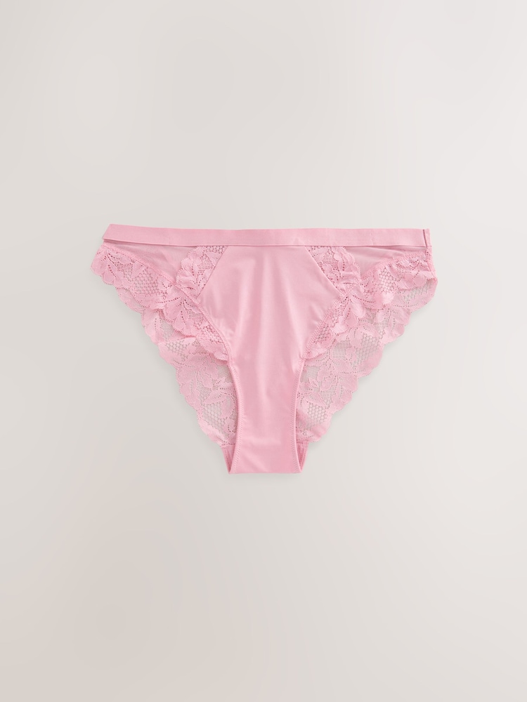 Cream Floral Print /Pink - Lot de 2 culottes hautes bordées de dentelle - Image 9 of 11