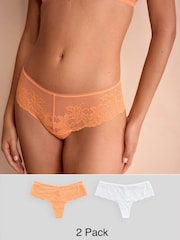 Orange/Blanc - Lot de 2 strings en dentelle - Image 1 de 10