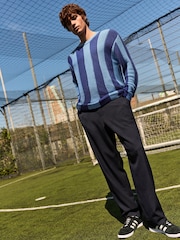 Blue Regular Fit EDIT Stripe Crew Jumper - Image 1 of 4