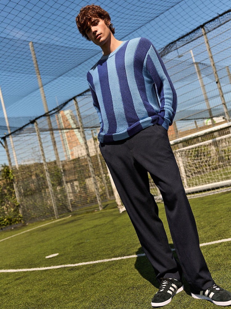 Blue Regular Fit EDIT Stripe Crew Jumper - Image 1 of 4