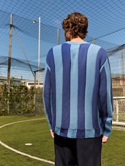 Blue Regular Fit EDIT Stripe Crew Jumper - Image 2 of 4