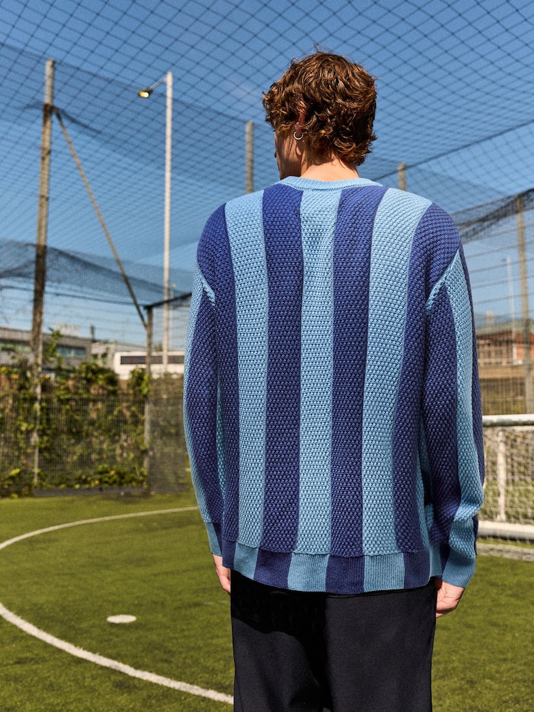 Blue Regular Fit EDIT Stripe Crew Jumper - Image 2 of 4