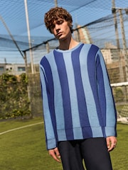 Blue Regular Fit EDIT Stripe Crew Jumper - Image 3 of 4