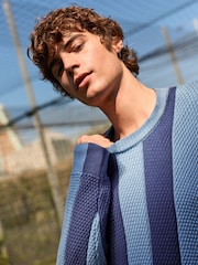 Blue Regular Fit EDIT Stripe Crew Jumper - Image 4 of 4