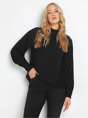 Long Tall Sally Black High Neck Crinkle Top - Image 1 of 5