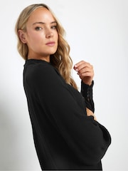 Long Tall Sally Black High Neck Crinkle Top - Image 4 of 5