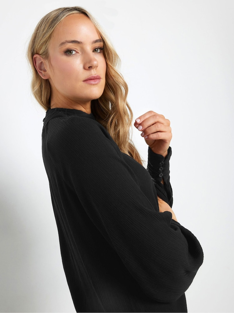 Long Tall Sally Black High Neck Crinkle Top - Image 4 of 5