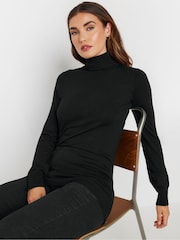 Long Tall Sally Black Roll Neck Fine Gauge Jumper - Image 1 of 5