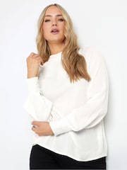 Long Tall Sally Cream High Neck Crinkle Top - Image 1 of 5