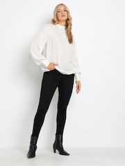 Long Tall Sally Cream High Neck Crinkle Top - Image 2 of 5