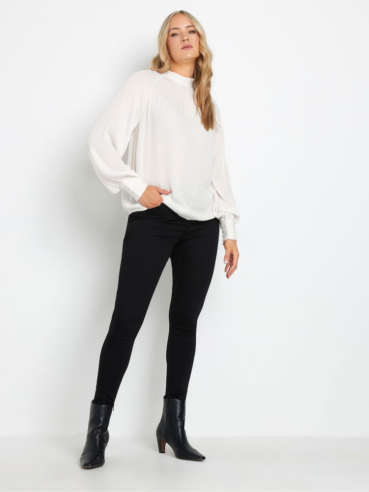 Long Tall Sally Cream High Neck Crinkle Top - Image 2 of 5