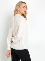 Long Tall Sally Cream High Neck Crinkle Top - Image 3 of 5