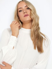 Long Tall Sally Cream High Neck Crinkle Top - Image 4 of 5
