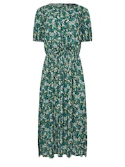 M&Co Green Floral Tie Detail Short Sleeve Midi Dress - Image 5 of 5