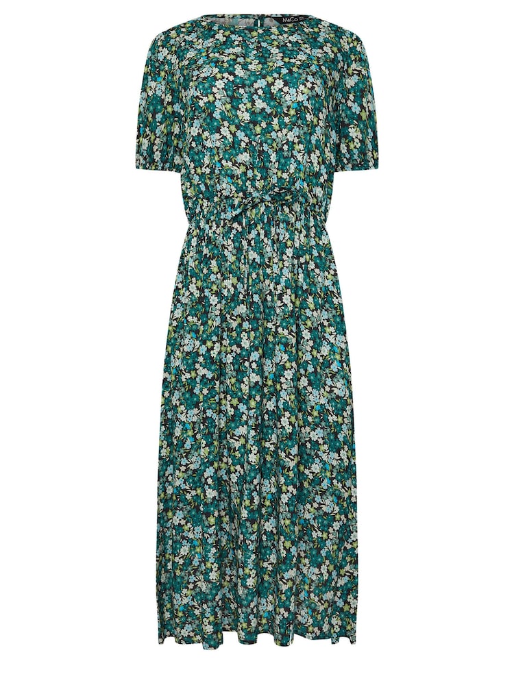 M&Co Green Floral Tie Detail Short Sleeve Midi Dress - Image 5 of 5