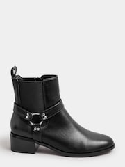 Long Tall Sally Black Harness Biker Ankle Boots - Image 1 of 5