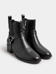Long Tall Sally Black Harness Biker Ankle Boots - Image 2 of 5