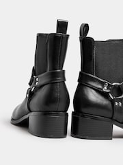 Long Tall Sally Black Harness Biker Ankle Boots - Image 3 of 5