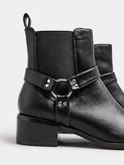 Long Tall Sally Black Harness Biker Ankle Boots - Image 4 of 5