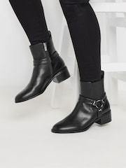Long Tall Sally Black Harness Biker Ankle Boots - Image 5 of 5