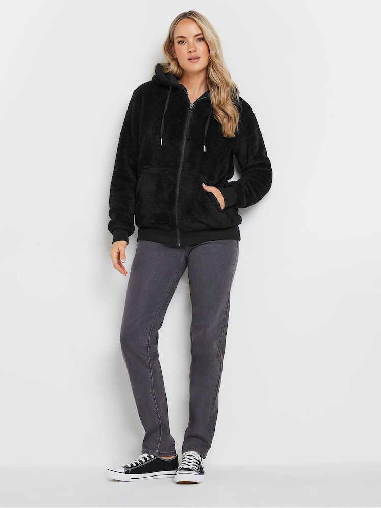 Long Tall Sally Black Black Zip Up Feather Fleece - Image 2 of 4