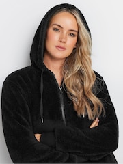 Long Tall Sally Black Black Zip Up Feather Fleece - Image 4 of 4