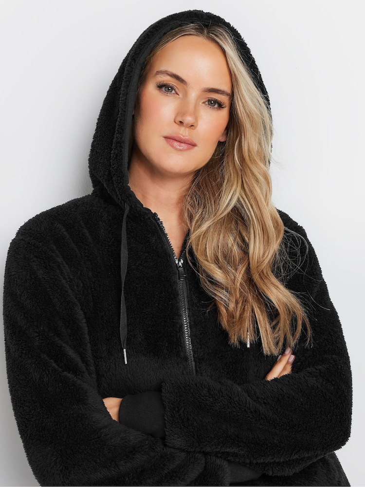Long Tall Sally Black Black Zip Up Feather Fleece - Image 4 of 4