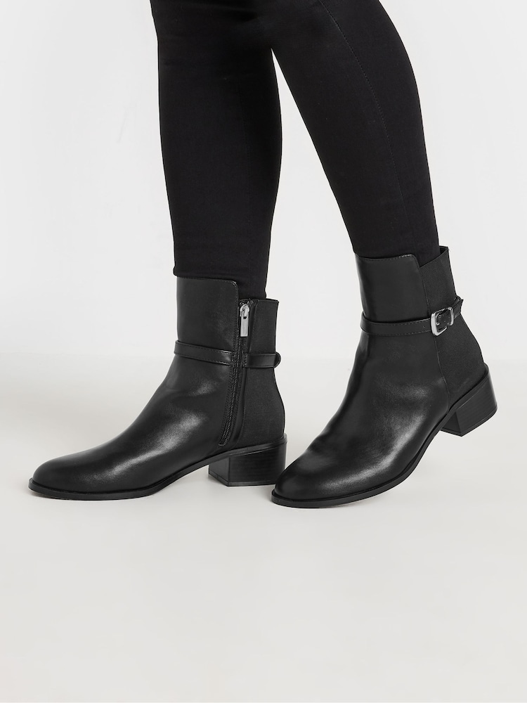 Long Tall Sally Black Block Elastic Strap Boots - Image 1 of 5