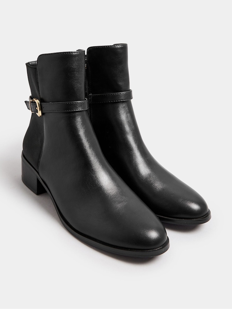 Long Tall Sally Black Block Elastic Strap Boots - Image 2 of 5