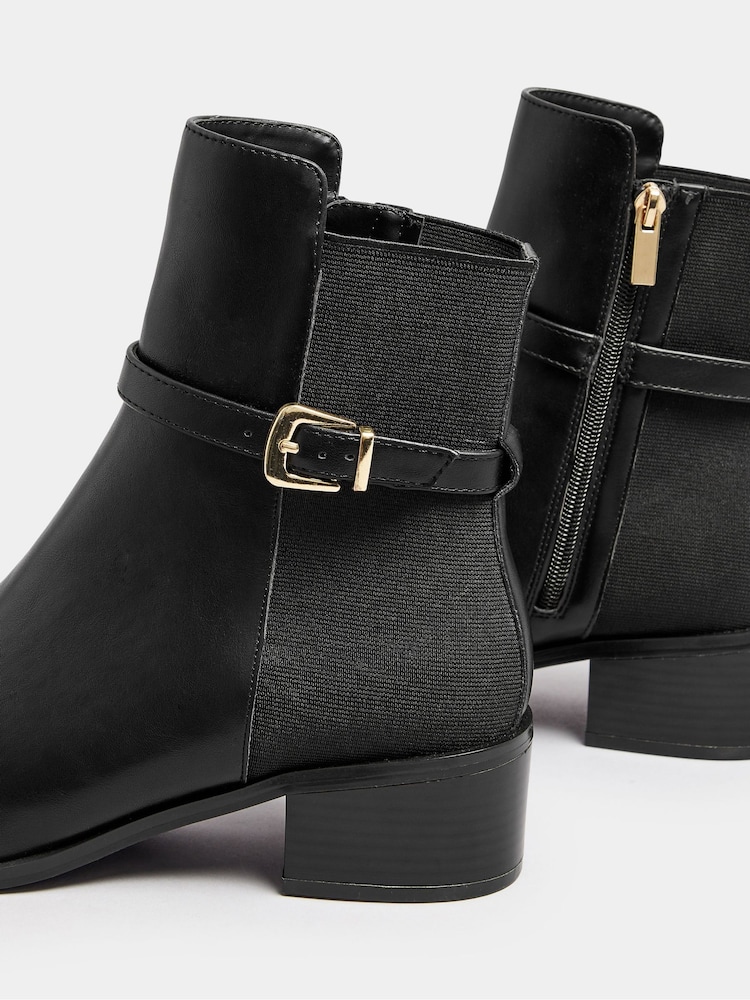 Long Tall Sally Black Block Elastic Strap Boots - Image 5 of 5