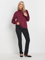 Long Tall Sally Red High Neck Crinkle Top - Image 1 of 5
