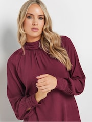 Long Tall Sally Red High Neck Crinkle Top - Image 2 of 5