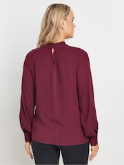 Long Tall Sally Red High Neck Crinkle Top - Image 3 of 5