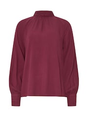 Long Tall Sally Red High Neck Crinkle Top - Image 5 of 5