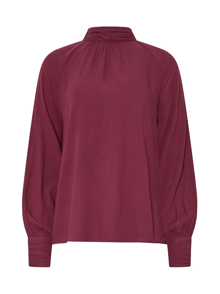 Long Tall Sally Red High Neck Crinkle Top - Image 5 of 5