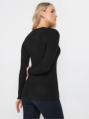 Long Tall Sally Black Ribbed Eyelet Jumper - Image 4 of 5