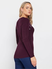 Long Tall Sally Red Ribbed Eyelet Jumper - Image 3 of 4