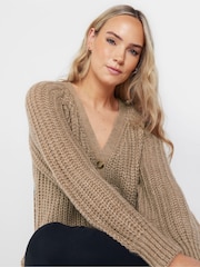 Naravni - Long Tall Sally Čvrst gumb pletena jopa - Slika 4 iz 5