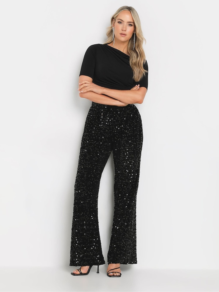 Long Tall Sally Black Velvet Sequin Trousers - Image 1 of 5