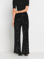Long Tall Sally Black Velvet Sequin Trousers - Image 3 of 5