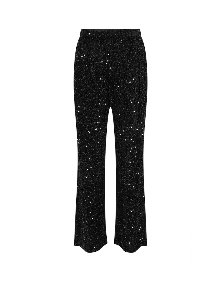 Long Tall Sally Black Velvet Sequin Trousers - Image 5 of 5
